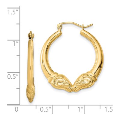 Gold-Plated Sterling Silver 25mm Ram's Head Hoop Earrings – view 5