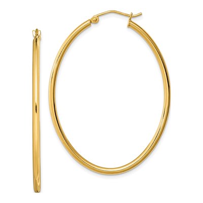 Gold-Plated Sterling Silver 46mm Oval Hoop Earrings