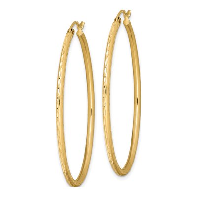Gold-Plated Sterling Silver 46mm Textured Hoop Earrings – view 3