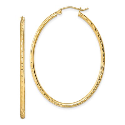 Gold-Plated Sterling Silver 46mm Textured Hoop Earrings