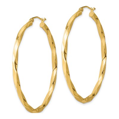 Gold-Plated Sterling Silver 46mm Twisted Oval Hoop Earrings – view 3