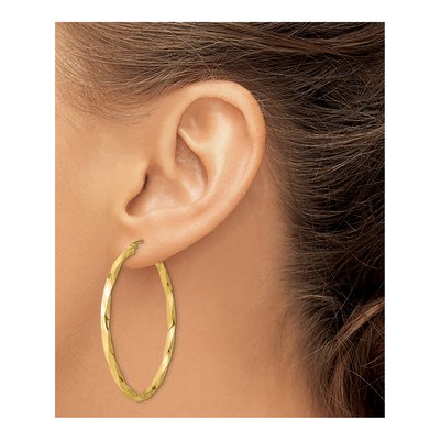 Gold-Plated Sterling Silver 46mm Twisted Oval Hoop Earrings – view 4