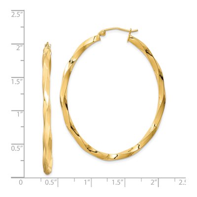 Gold-Plated Sterling Silver 46mm Twisted Oval Hoop Earrings – view 5