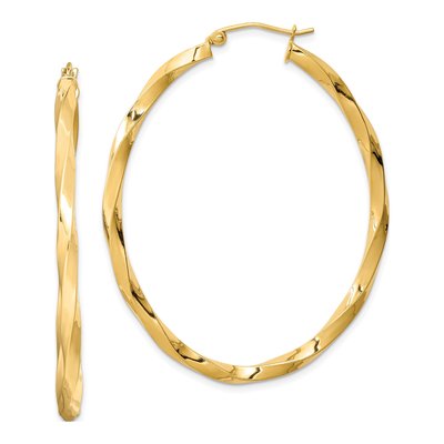 Gold-Plated Sterling Silver 46mm Twisted Oval Hoop Earrings