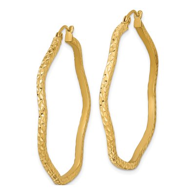 Gold-Plated Sterling Silver 41mm Diamond-Cut Wavy Hoop Earrings – view 3