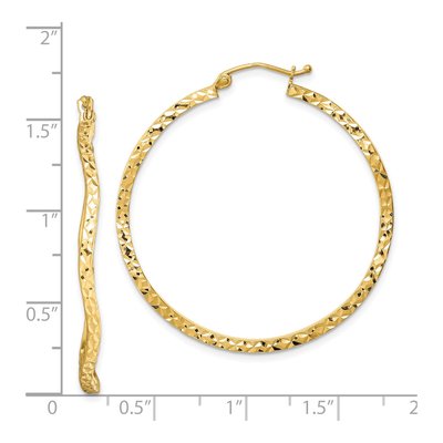 Gold-Plated Sterling Silver 41mm Diamond-Cut Wavy Hoop Earrings – view 5