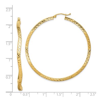 Gold-Plated Sterling Silver 55mm Diamond-Cut Wavy Hoop Earrings – view 5