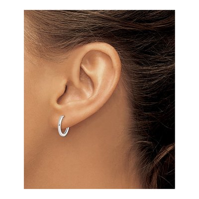 Sterling Silver 14mm Huggie Hoop Earrings – view 4