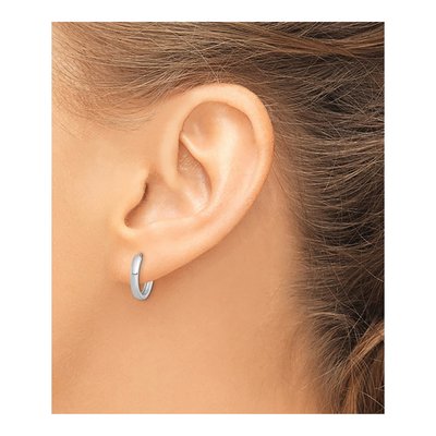 Sterling Silver 14mm Huggie Hoop Earrings – view 4