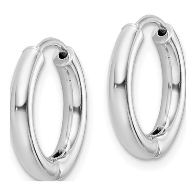 Sterling Silver 15mm Huggie Hoop Earrings – view 3