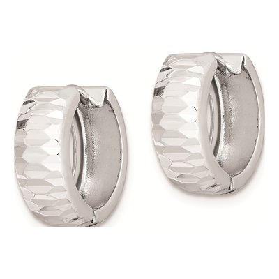 Sterling Silver 14mm Diamond-Cut Huggie Hoop Earrings – view 3