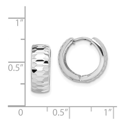Sterling Silver 14mm Diamond-Cut Huggie Hoop Earrings – view 5