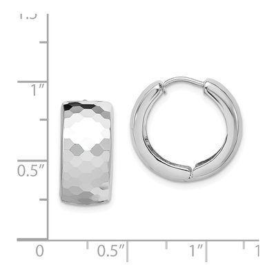 Sterling Silver 18mm Patterned Huggie Hoop Earrings – view 5
