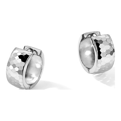Sterling Silver 18mm Patterned Huggie Hoop Earrings – view 6