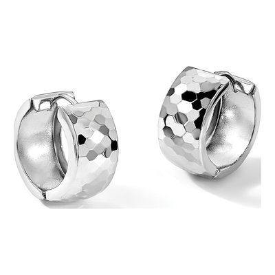Sterling Silver 18mm Patterned Huggie Hoop Earrings – view 7