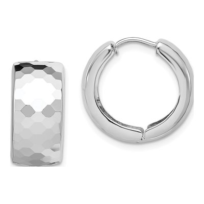 Sterling Silver 18mm Patterned Huggie Hoop Earrings