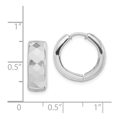 Sterling Silver 16mm Patterned Huggie Hoop Earrings – view 5