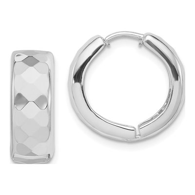 Sterling Silver 16mm Patterned Huggie Hoop Earrings