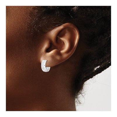 Sterling Silver 15mm Patterned Huggie Hoop Earrings – view 4