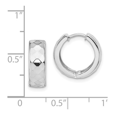 Sterling Silver 15mm Patterned Huggie Hoop Earrings – view 5