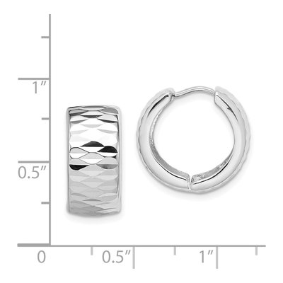Sterling Silver 18mm Diamond-Cut Huggie Hoop Earrings – view 5