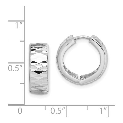 Sterling Silver 16mm Diamond-Cut Huggie Hoop Earrings – view 5
