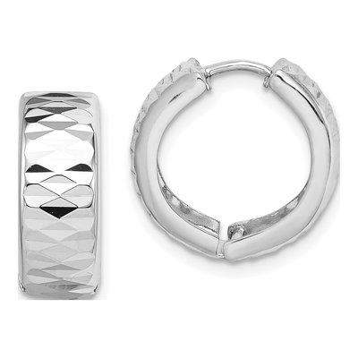 Sterling Silver 16mm Diamond-Cut Huggie Hoop Earrings
