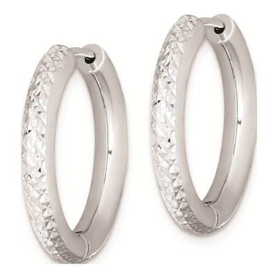 Sterling Silver 21mm Diamond-Cut Huggie Hoop Earrings – view 3