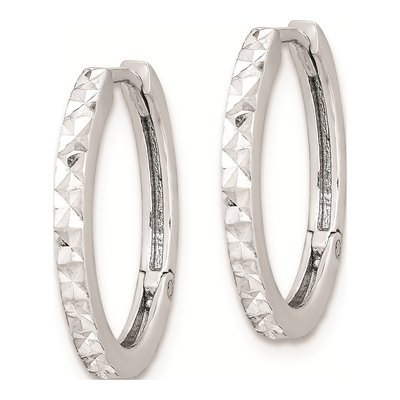 Sterling Silver 17mm Diamond-Cut Huggie Hoop Earrings – view 3