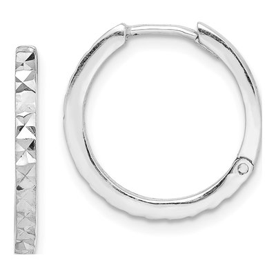 Sterling Silver 17mm Diamond-Cut Huggie Hoop Earrings