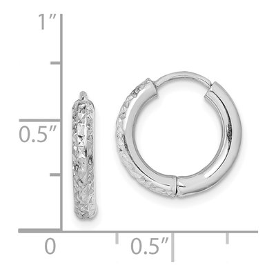 Sterling Silver 15mm Diamond-Cut Huggie Hoop Earrings – view 5