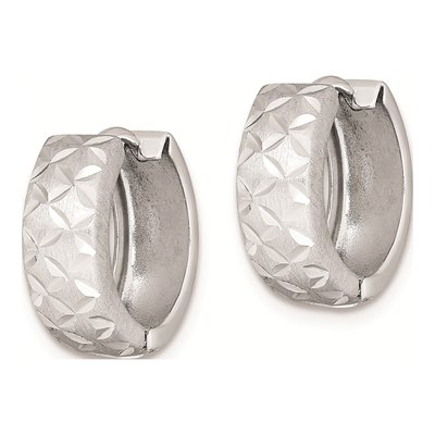 Sterling Silver 14mm Diamond-Cut Huggie Hoop Earrings – view 3