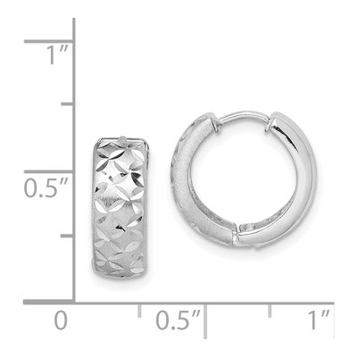 Sterling Silver 14mm Diamond-Cut Huggie Hoop Earrings – view 5