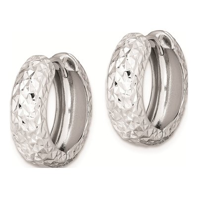 Sterling Silver 17mm Diamond-Cut Huggie Hoop Earrings – view 3
