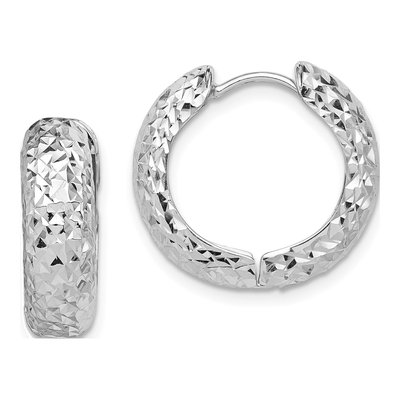 Sterling Silver 17mm Diamond-Cut Huggie Hoop Earrings