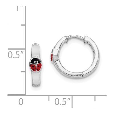 Sterling Silver 13mm Ladybug Huggie Hoop Earrings – view 5