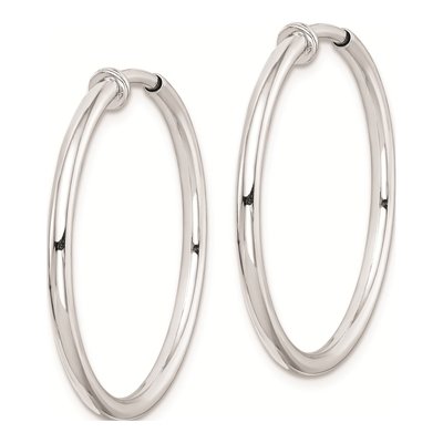 Sterling Silver 28mm Non-Pierced Round Hoop Earrings – view 3