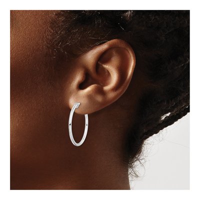 Sterling Silver 28mm Non-Pierced Round Hoop Earrings – view 4