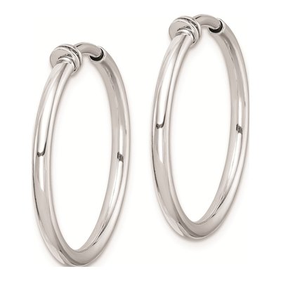 Sterling Silver 24mm Non-Pierced Round Hoop Earrings – view 3