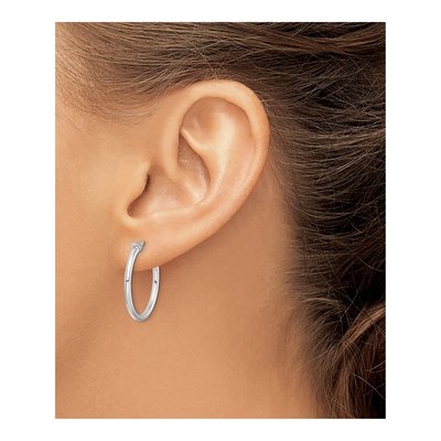 Sterling Silver 24mm Non-Pierced Round Hoop Earrings – view 4