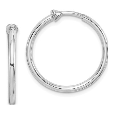 Sterling Silver 24mm Non-Pierced Round Hoop Earrings