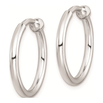 Sterling Silver 19mm Non-Pierced Hoop Earrings – view 3