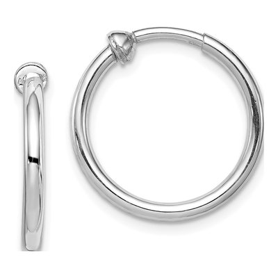 Sterling Silver 19mm Non-Pierced Hoop Earrings