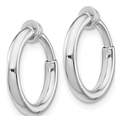 Sterling Silver 14mm Non-Pierced Round Hoop Earrings – view 3