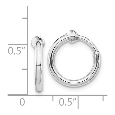 Sterling Silver 14mm Non-Pierced Round Hoop Earrings – view 5