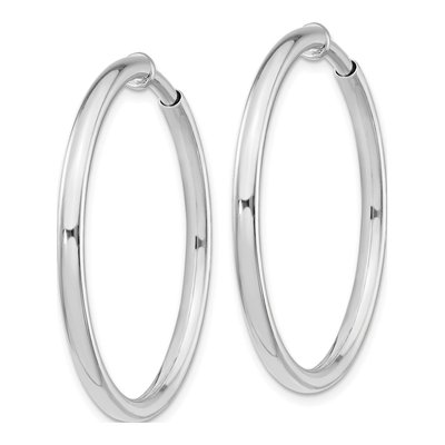Sterling Silver 37mm Non-Pierced Round Hoop Earrings – view 3