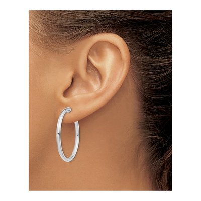 Sterling Silver 37mm Non-Pierced Round Hoop Earrings – view 4