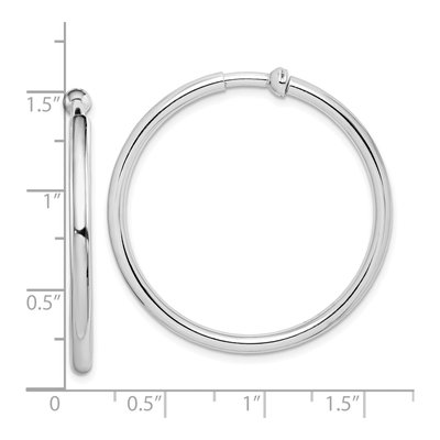 Sterling Silver 37mm Non-Pierced Round Hoop Earrings – view 5