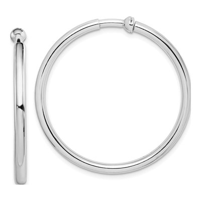 Sterling Silver 37mm Non-Pierced Round Hoop Earrings