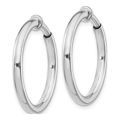 Sterling Silver 25mm Non-Pierced Round Hoop Earrings – view 3